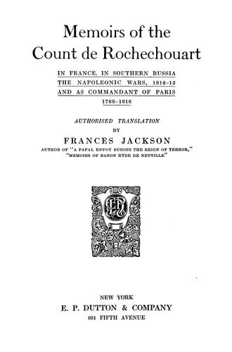Memoirs of the Count de Rochechouart in France