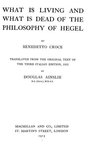Ciò che è vivo e ciò che è morto della filosofia di Hegel