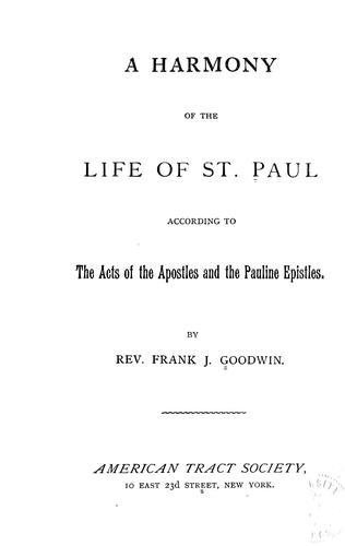 A HARMONY OF THE LIFE OF ST PAUL