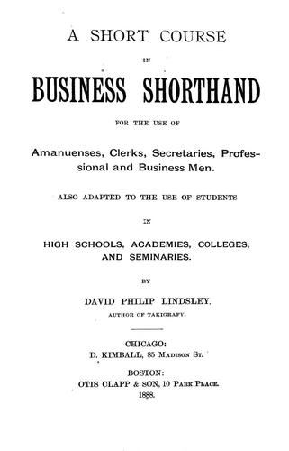 A short course in business shorthand ..