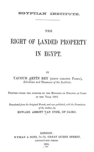 The right of landed property in Egypt