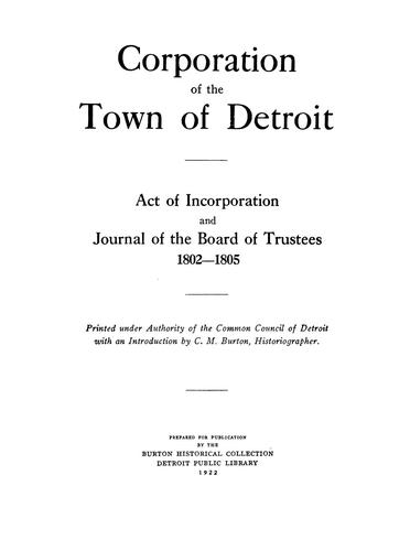 Corporation of the town of Detroit