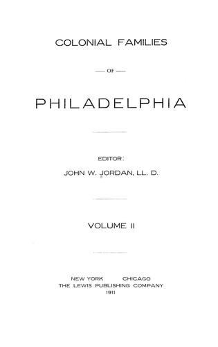 Colonial families of Philadelphia