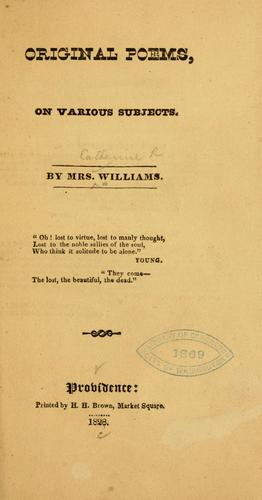 Original poems, on various subjects