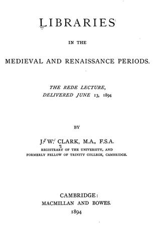 Libraries in the medieval and renaissance periods