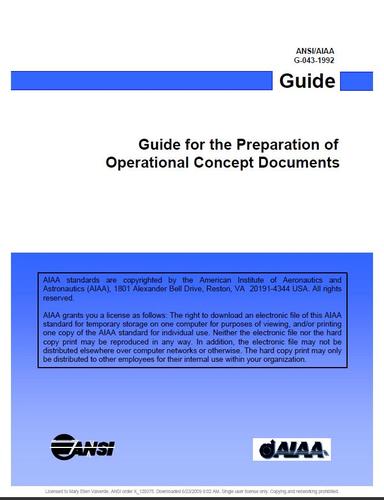 AIAA Guide for the Preparation of Operational Concept Documents