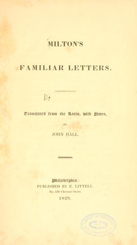 Milton's familiar letters