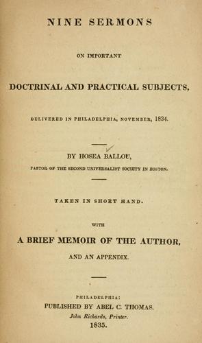 Nine sermons on important doctrinal and practical subjects