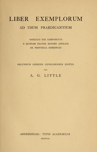 Liber exemplorum ad usum praedicantium saeculo xiii compositus a quodam fratre minore anglico de provincia Hiberniae