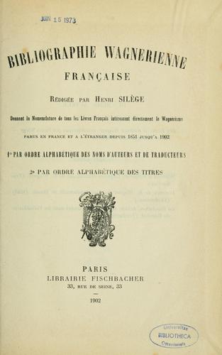 Bibliographie Wagnérienne française