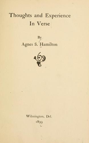 Thoughts and experience in verse
