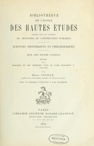 Étude sur Mazarin et ses démêlés avec le pape Innocent X (1644-1648)
