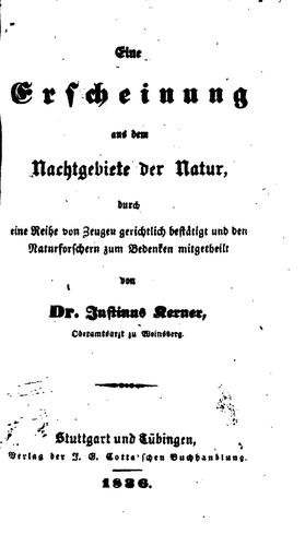 Eine Erscheinung aus dem Nachtgebiete der Natur,
