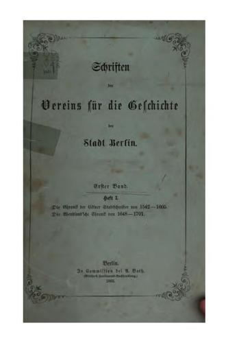 Schriften des Vereins für die Geschichte Berlins