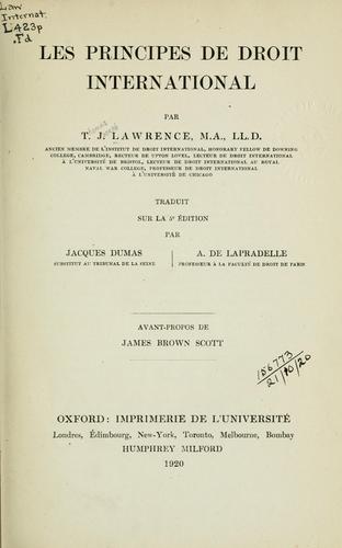 Les principes de droit international