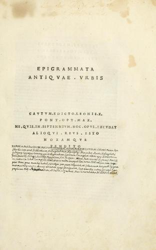 Epigrammata antiqvae vrbis ...