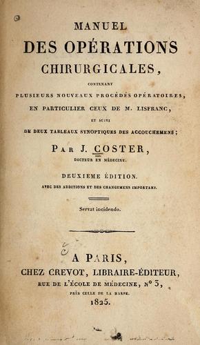 Manuel des opations chirurgicales