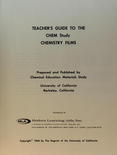 Teacher's guide to the CHEM Study Chemistry films