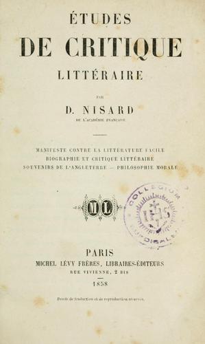 Études de critique littéraire
