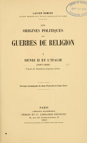 Les origines politiques des guerres de religion ...