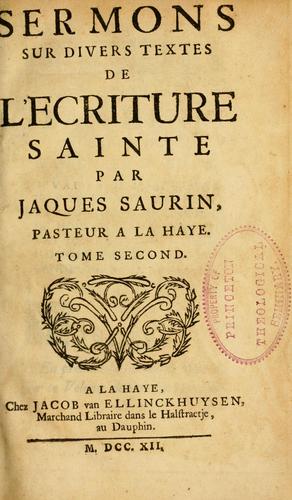 Sermons sur divers textes de l'Ecriture Sainte