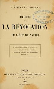 Études sur la révocation de l'Edit de Nantes