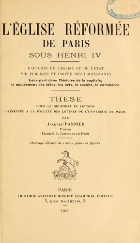 L'Église réformée de Paris sous Henri IV