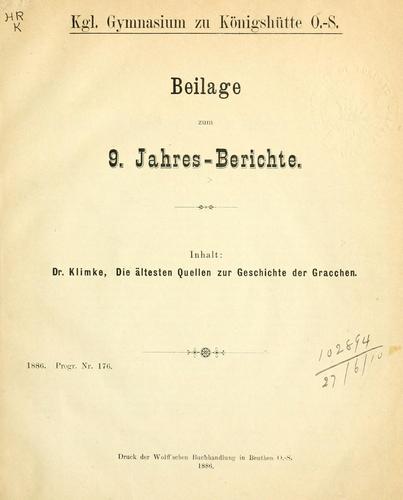 Die ältesten Quellen zur Geschichte der Gracchen