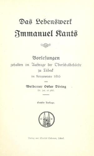 Das Lebenswerk Immanuel Kants