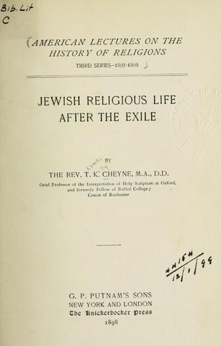 Jewish religious life after the exile
