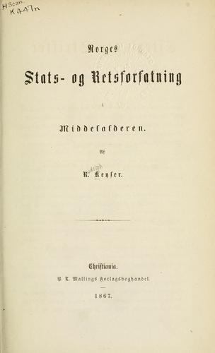 Norges Stats- og Retsforfatning i Middelalderen