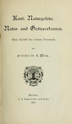 Kant: Naturgesetze, Natur- und Gotteserkennen