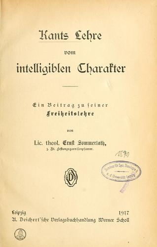 Kants Lehre vom intelligiblen Charakter