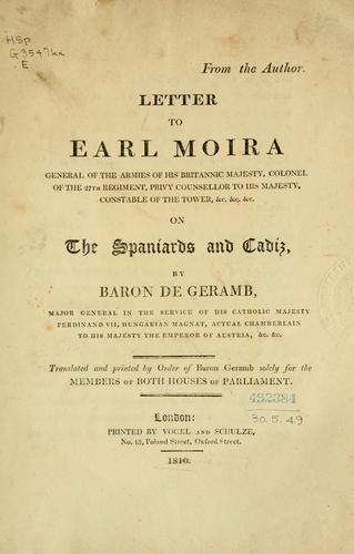 Letter to Earl Moira