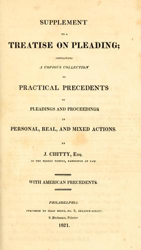 Supplement to A treatise on pleading