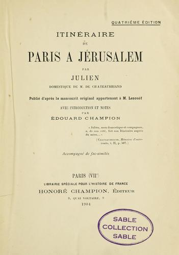 Itinéraire de Paris à Jérusalem