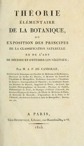 Théorie élémentaire de la botanique