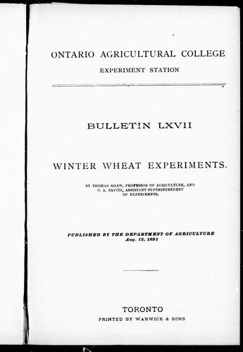 Winter wheat experiments