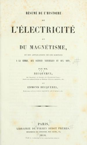 Résumé de l'histoire de l'electricité et du magnétisme