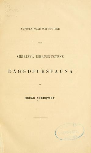 Anteckningar och studier till sibiriska ishafskustens däggsdjursfauna