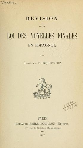 Revision de la loi des voyelles finales en Espagnol
