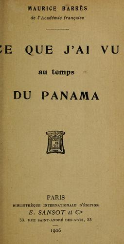 Ce que j'ai vu au temps du Panama