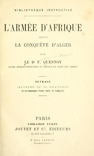L'Armée d'Afrique depuis la conquête d'Alger