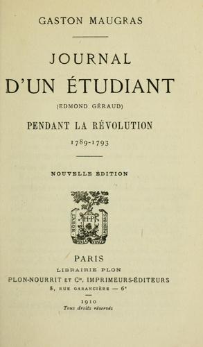 Journal d'un étudiant pendant la Révolution, 1789-1793