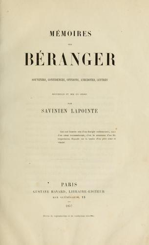 Mémoires sur Béranger