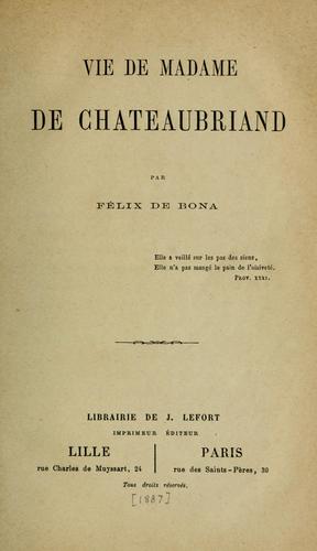 Vie de madame de Chateaubriand