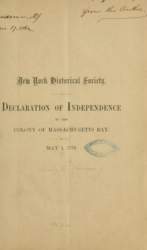 Declaration of independence by the colony of Massachusetts Bay