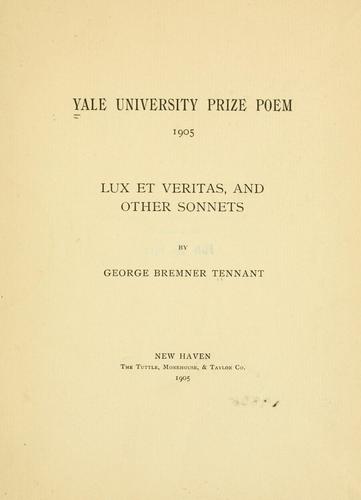 Lux et veritas, and other sonnets