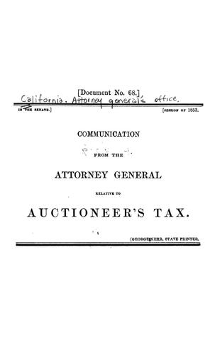Communication from the Attorney-general relative to Auctioneer's tax