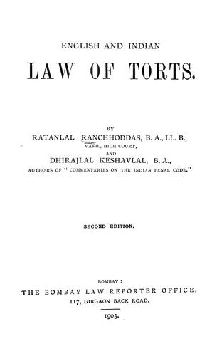 The English and Indian law of torts